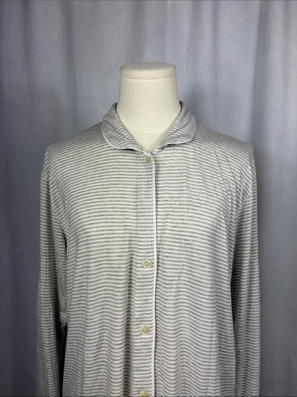 J. Crew Eco Dreamiest Long-Sleeve Pajama Set‎ in Gray Stripe. - Picture 4 of 16